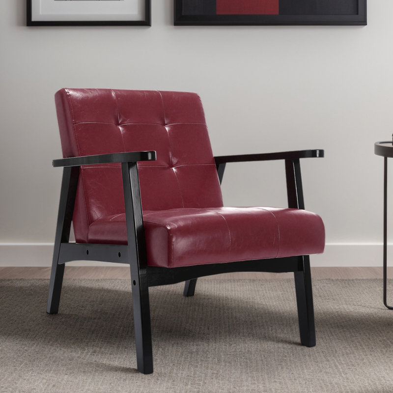 Deveral Faux Leather Armchair, Solid, Red Solid