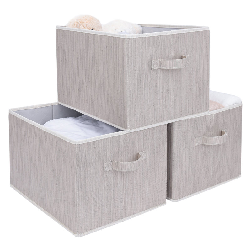 Fabric Box Set with Handles, Gray