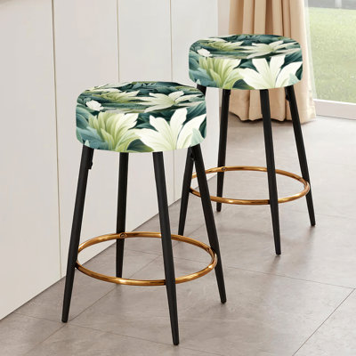 Ensemble de 2 tabourets de bar à motif de feuilles tropicales