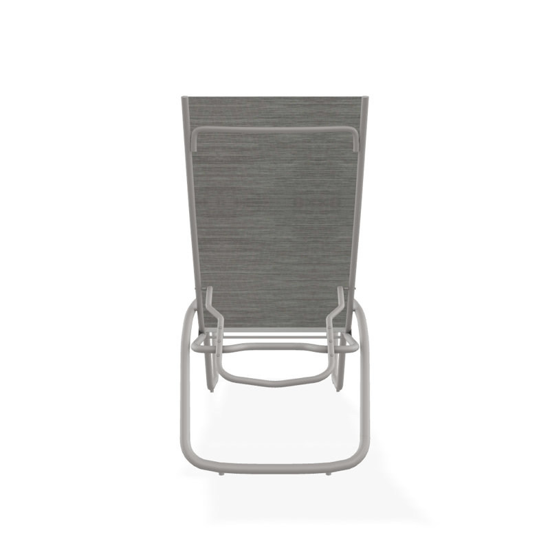 Outdoor Rust-Resistant Metal Chaise Lounge, Textured Warm Gray, Sicily