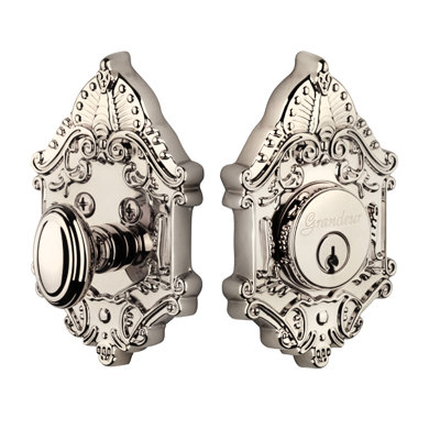 Grandeur Double Cylinder Deadbolt With Grande Victorian Plate Double Cylinder Deadbolt