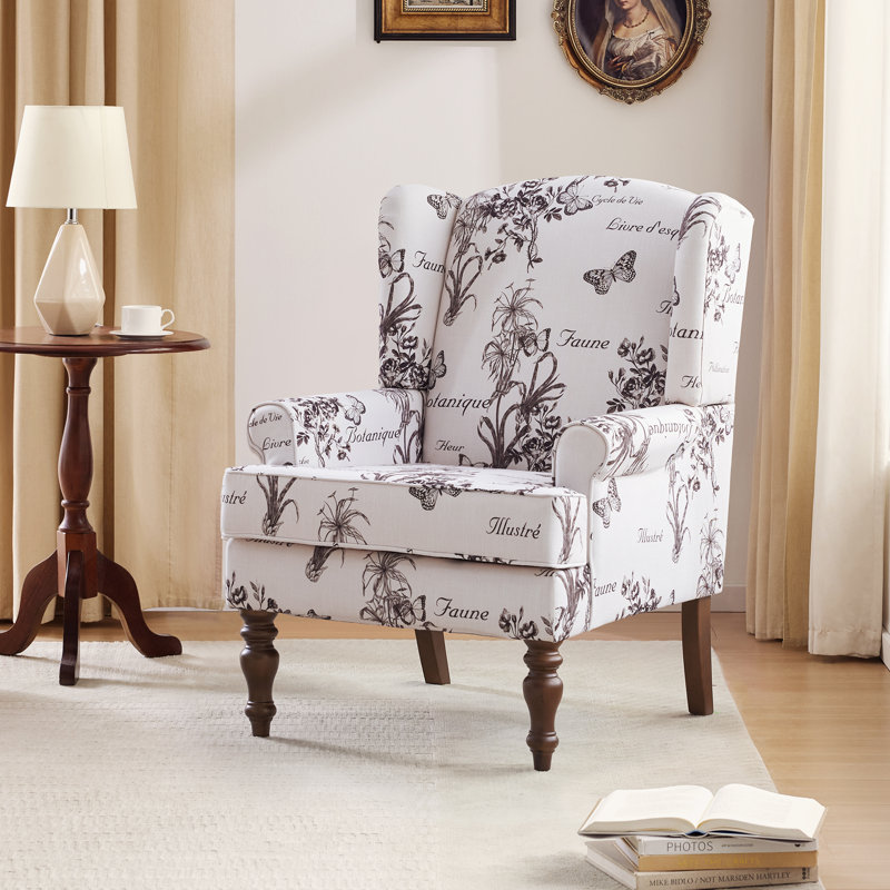 Fauteuil à oreilles rembourré Damiyah, Gris