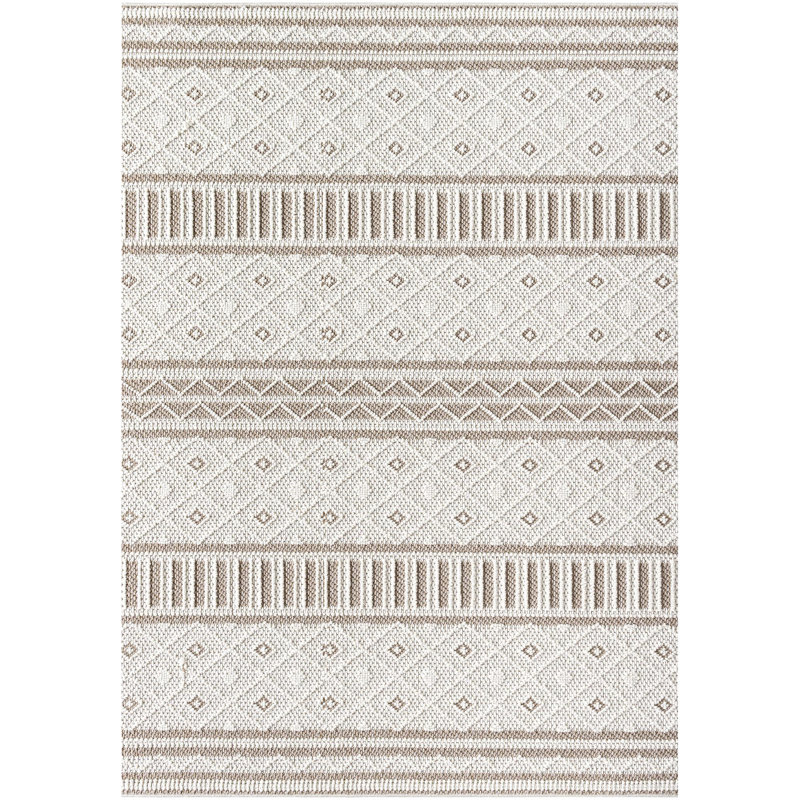 Tapis beige en polyester tissé à la machine Sidnee, Rectangle 7 pi 10 po x 10 pi
