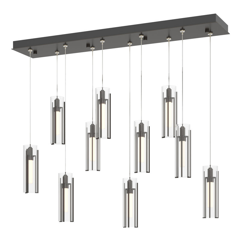 Exos 10 - Light Cylinder Pendant, Long: 13" to 80", Clear Glass, Oil Rubbed Bronze