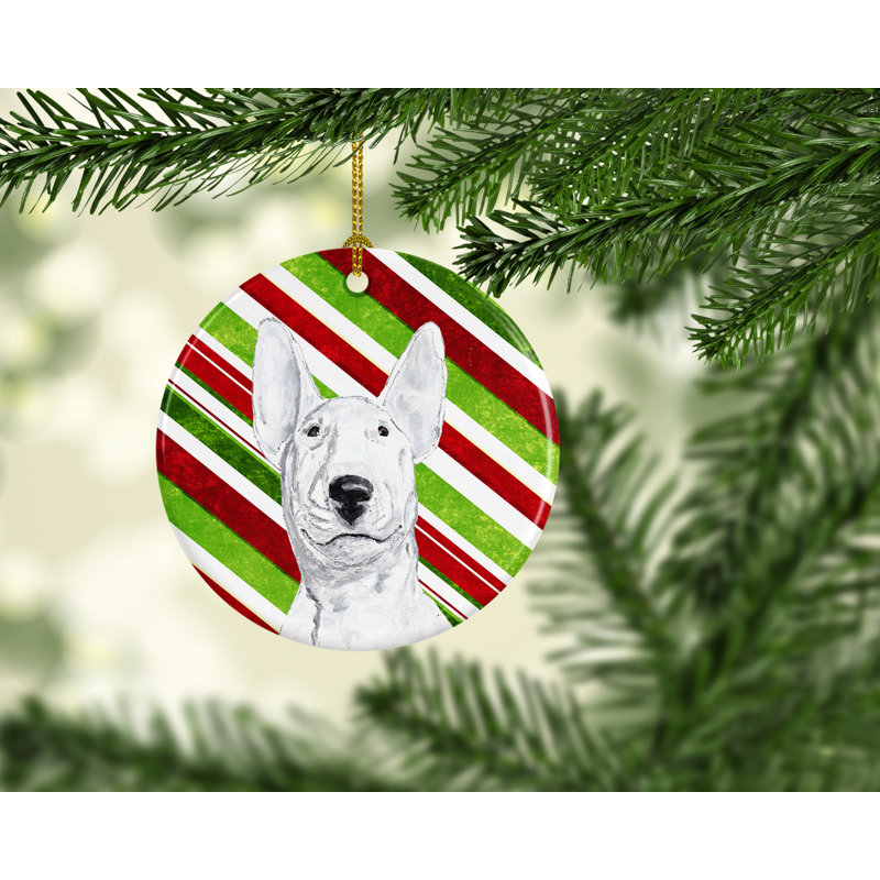 Ornement figurine suspendu en céramique bull terrier