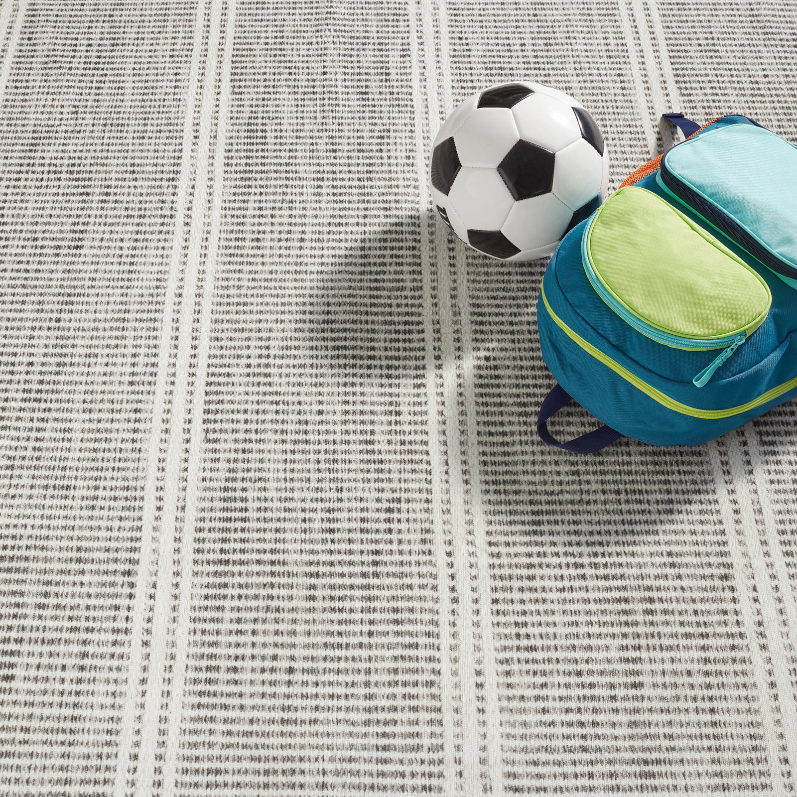 Malta Grey Machine Washable Striped Rug, Rectangle 7'6" x 9'6"
