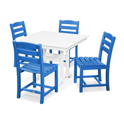 POLYWOOD La Casa Café 5-Piece Farmhouse Trestle Side Chair Dining Set