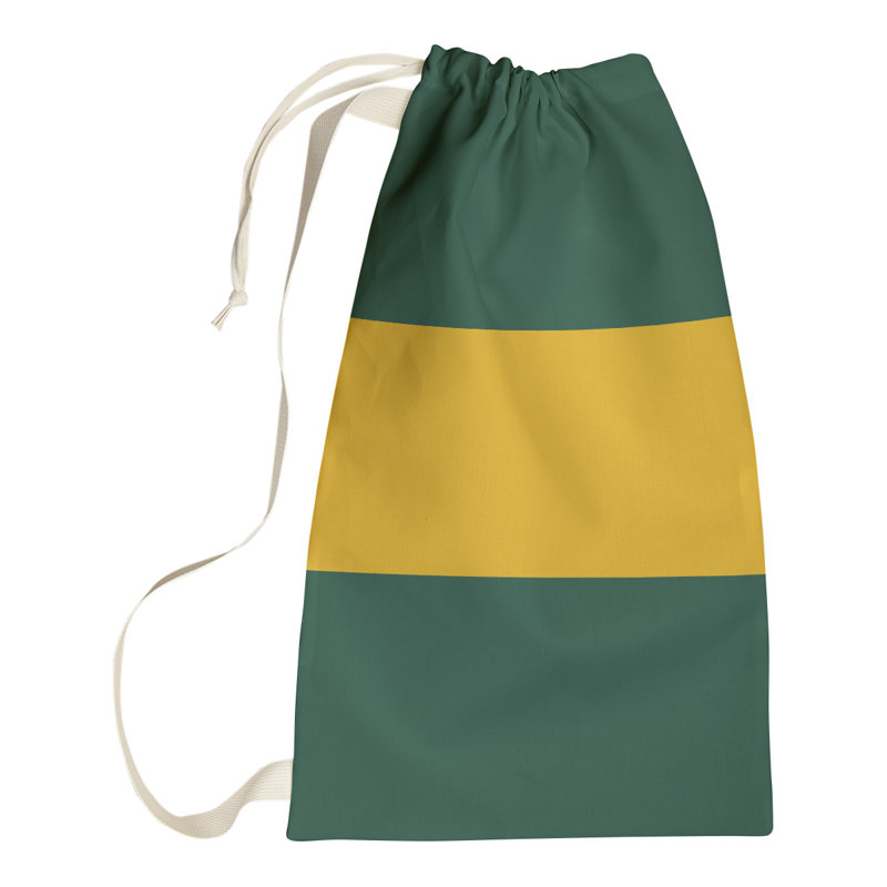 Fabric Laundry Bag with Handles, 36" H x 28" W x 1.5" D, Forest Green/Harvest Gold/Forest Green