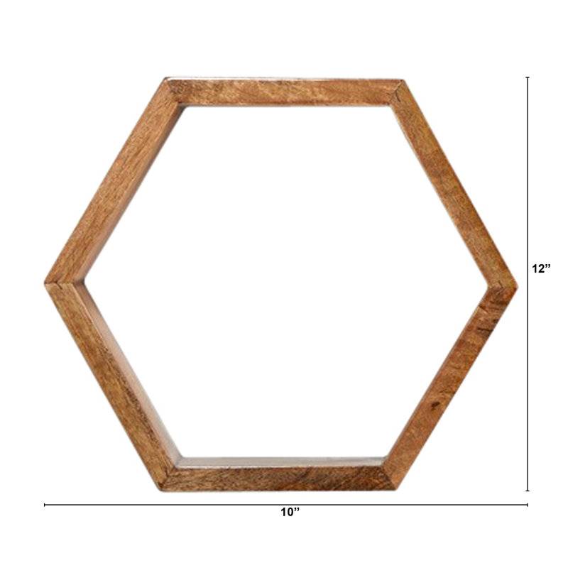 12 po Ensemble de 5 tablettes flottantes hexagonales en bois