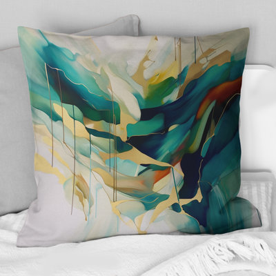 Coussin décoratif crème et vert Harmonic Convergence I - Abstract Shapes