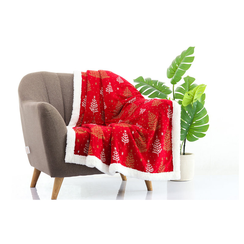Throw Blanket, Red, Twinkle Trees