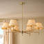 Lustre réglable moderne 6 lumières avec abat-jour en rotin, structure en métal brun, à intensité variable, homologué ETL, base E12