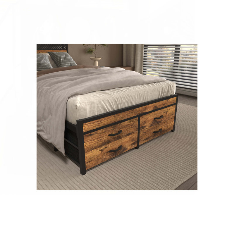 Storage Bed with 4 Storage Drawers, Brown