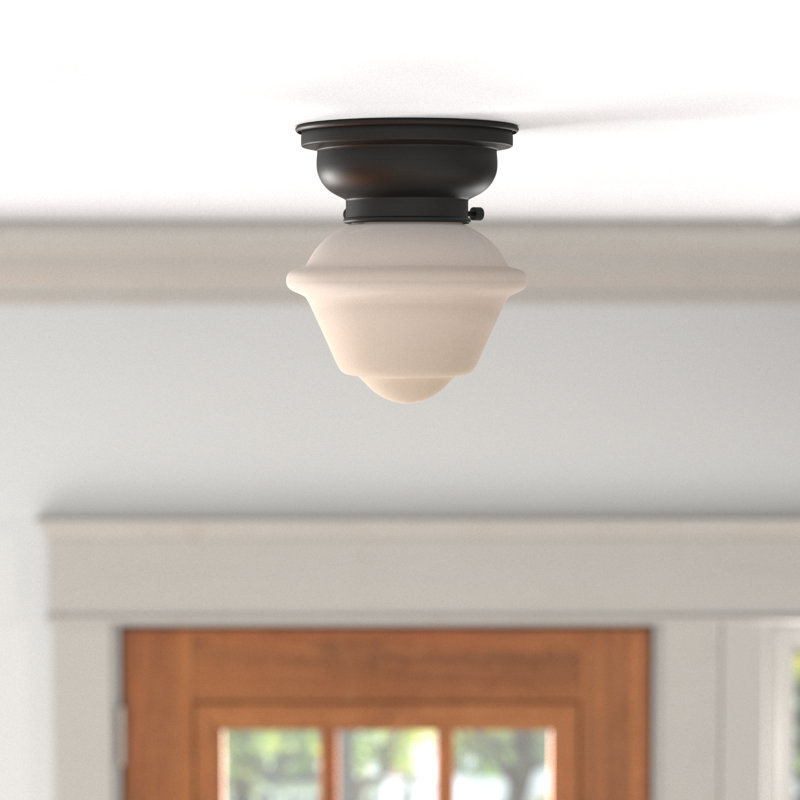 Baptiste Glass Flush Mount, Matte White, Polished Nickel, 6 Watt Vinage LED Bulb