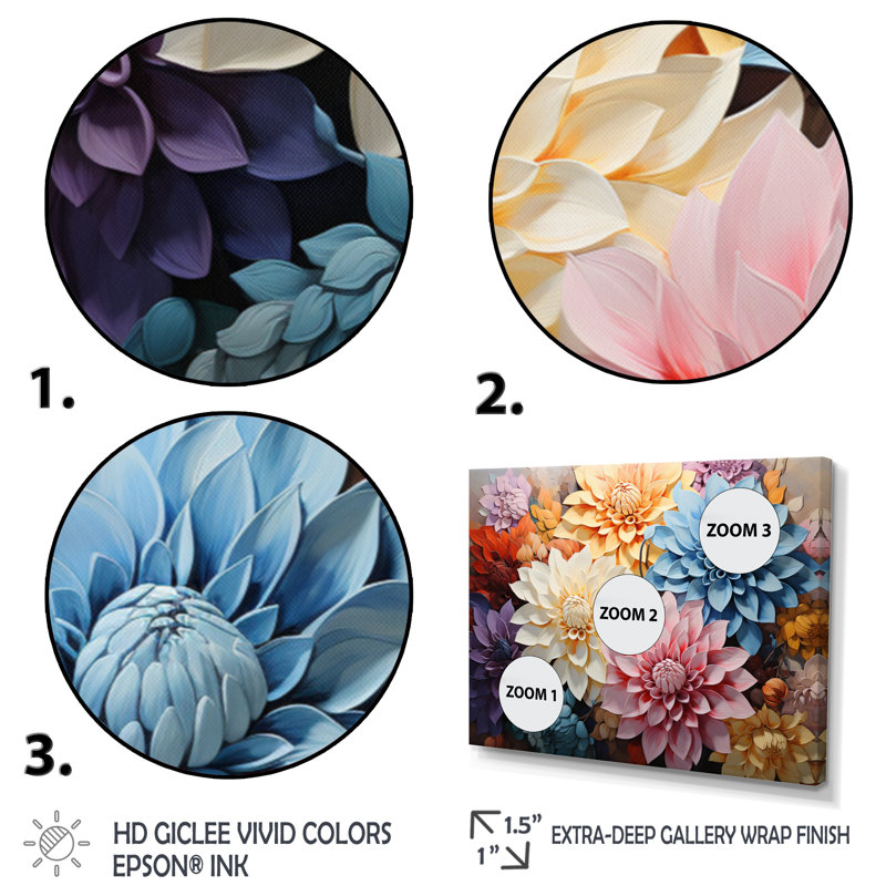 «Mums Autumn Hues Patchwork», reproduction d'art sur toile, H 12 po x l 20 po x P 1 po, Toile tendue