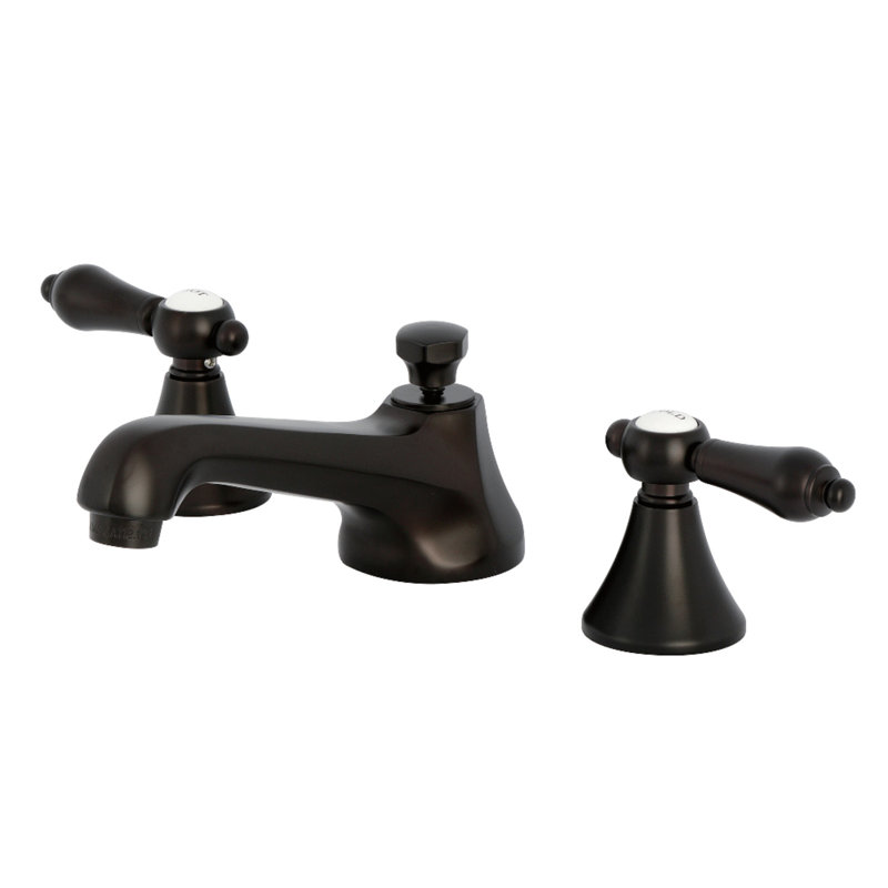 Kingston Brass Two-Handle 3-Hole Deck Mount Widespread Bathroom Faucet with Brass Pop-Up Drain, Oil Rubbed Bronze