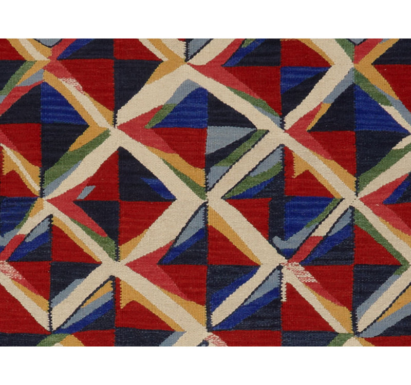 Geometric Area Rug in Red/Blue