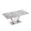 Marble Dining Table For 6 People, 70'' Rectangle Faux Marble Dining Table With Mirrored Finish Stainless Steel Base, Modern Large Size Marble Kitchen Table (Silver,Grey)(Only Table)-125909368