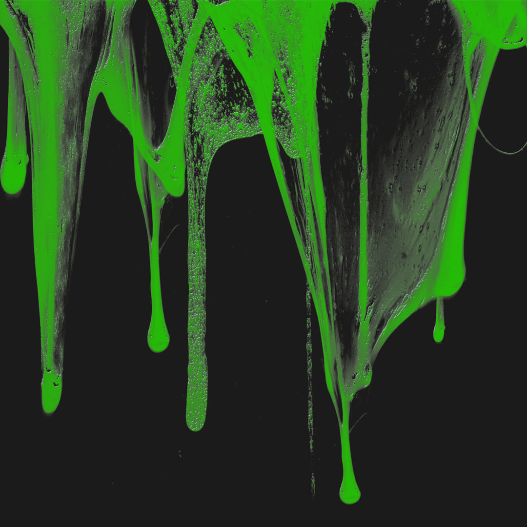 Green Slime on Black von Kate Smith - Grafik auf Leinwand