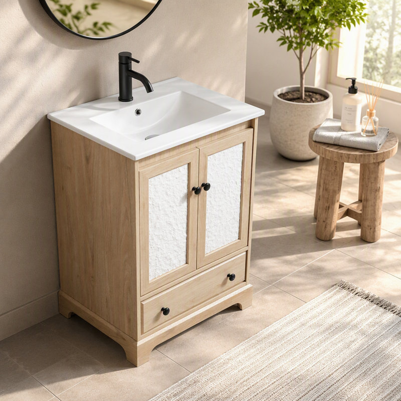 Bathroom Vanity Sink Base Wooden Material Ready-to-Assemble Bathroom Cabinet 24" Width without sink