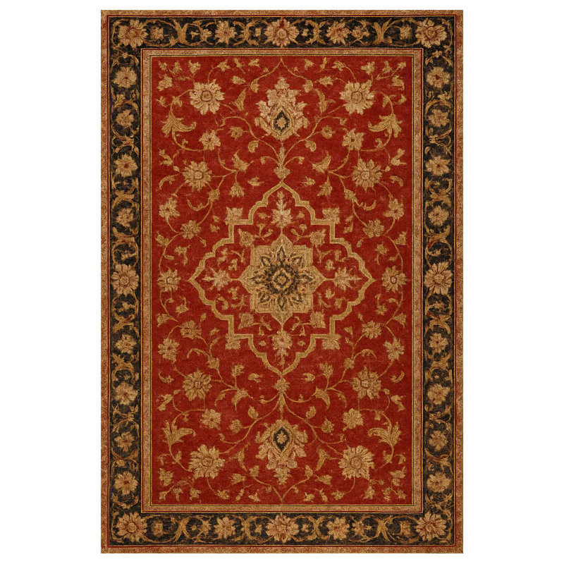 Marrakech Collection Digital Print Cotton-Polyester Red Moroccan Rug, Runner 3'4" x 11'6"