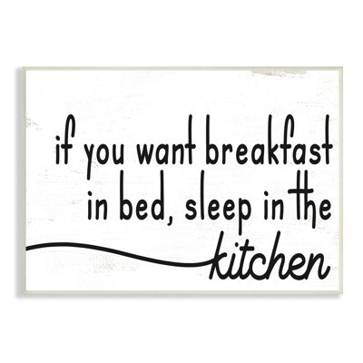 Petit déjeuner au lit, sommeil dans la cuisine, phrase amusante, surdimensionné, ferme rustique sur toile giclée, art texturé par Daphne Polselli