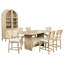 Table de salle à manger 8 places en chêne beige, table rectangulaire, chaises rembourrées et vitrine pour salle à manger rétro