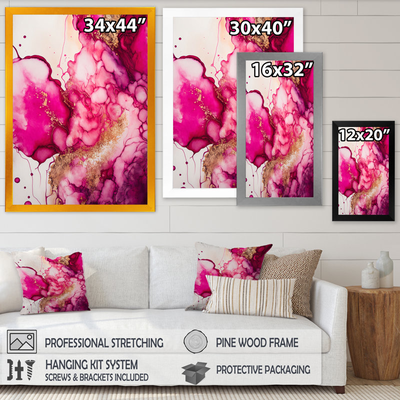 Serenity In Rasberry Blush V - reproduction sur toile, Impression noire sur toile encadrée, L 12 po x H 20 po
