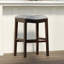 Tabouret de bar à hauteur de bar en bois avec siège en similicuir