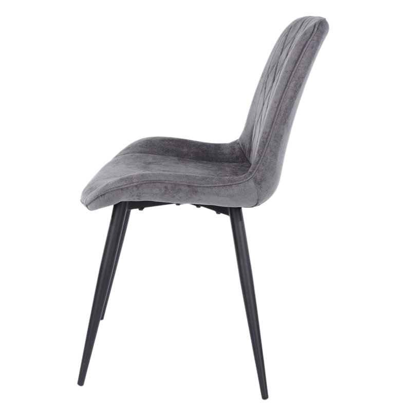 Kalie Pair of Upholstered Diamond Stitched Dining Chairs, Dark Grey