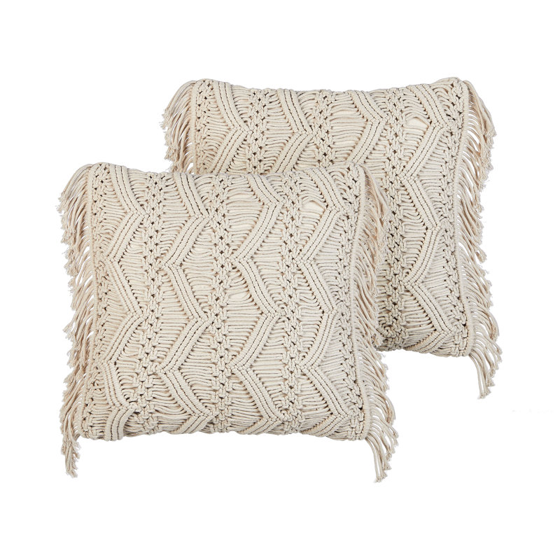 Collegedale Plaid Beige Square Cushion