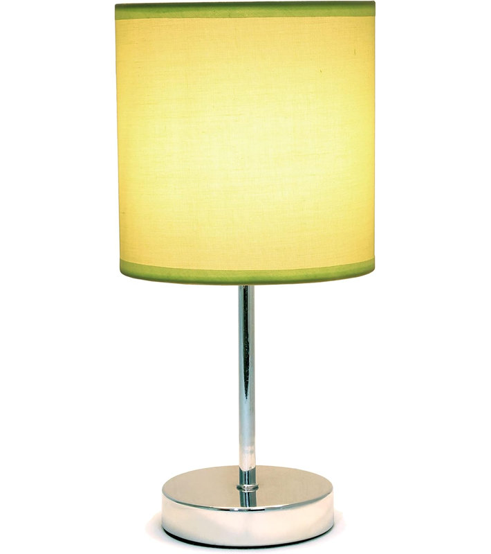  Mini lampe de table chromée avec abat-jour en tissu pour bureau de chevet et chambre à coucher, Vert