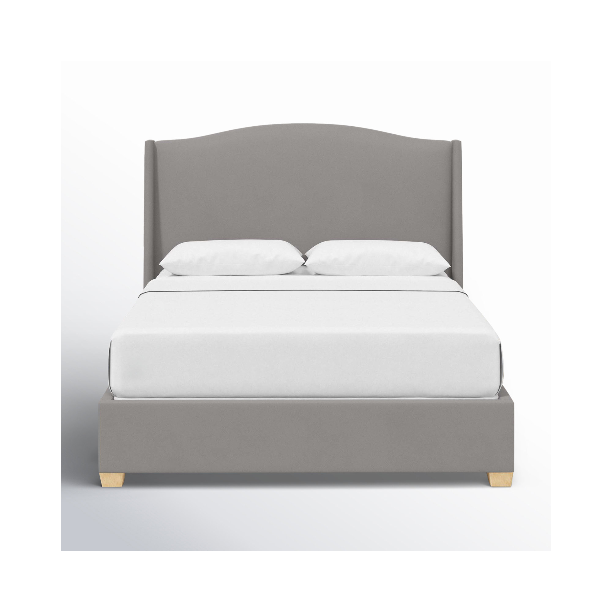 Allis Upholstered Wingback Bed, Classic Otter Performance Velvet, Full