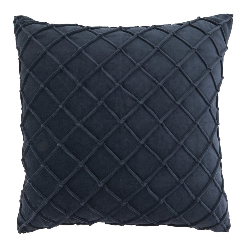Coussin en velours Diamond Pintuck, Marine, polyester