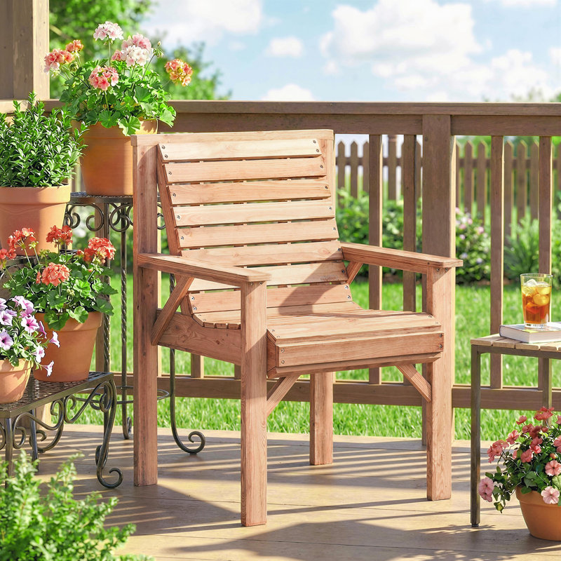 Patio Dining Armchair, Natural Wood