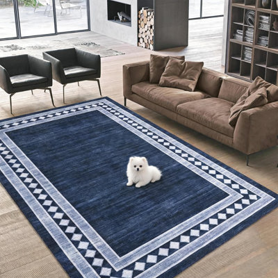 Tapis moderne à motif floral moderne en polyester lavable 8 po x 10 pi avec envers TPR antidérapant Surface douce et dense pour le salon, la chambre à manger, la salle à manger, l'entrée et l'entrée
