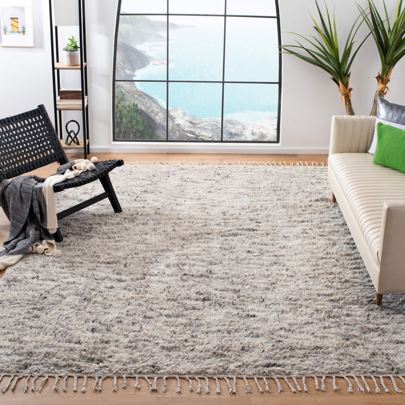 Janis Hand Woven Wool Solid Color Rug, Rectangle 4' x 6'