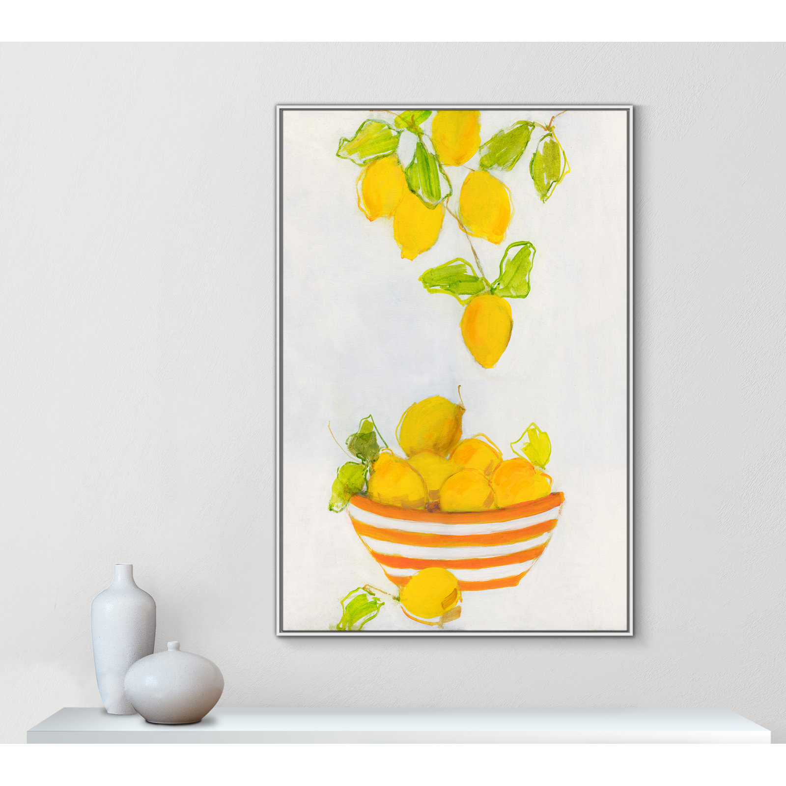 Lemonlicious by Sally Swatland - Painting Print, 61.5" H x 41.5" W x 2" D, White Framed Canvas