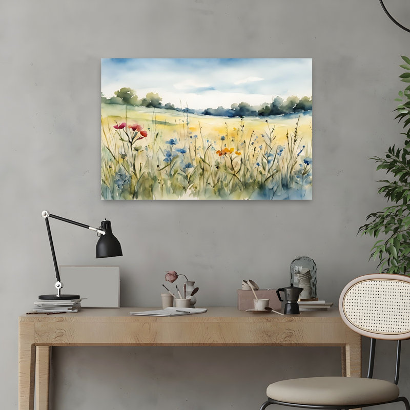 Art contemporain contemporain, art floral abstrait d'automne, H 16 po x l 24 po