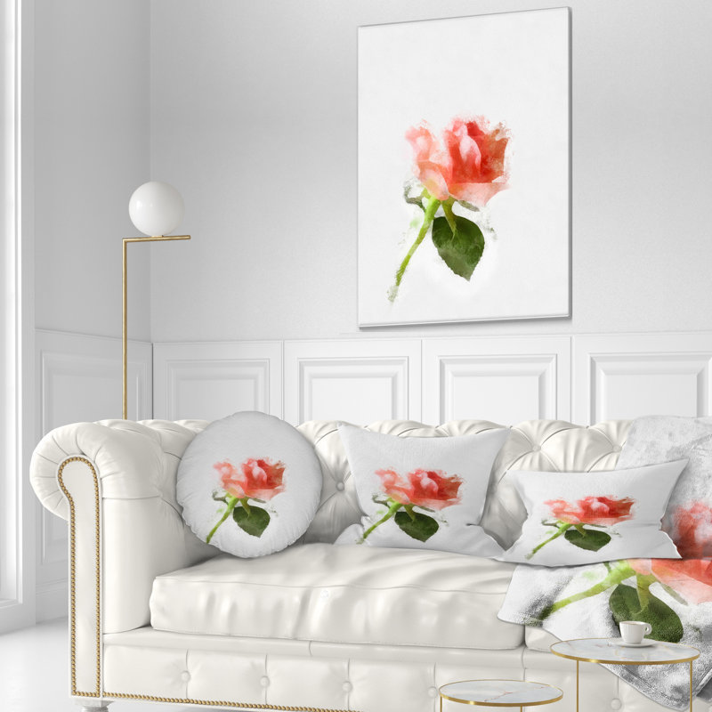 Coussin lombaire en aquarelle de rose floral