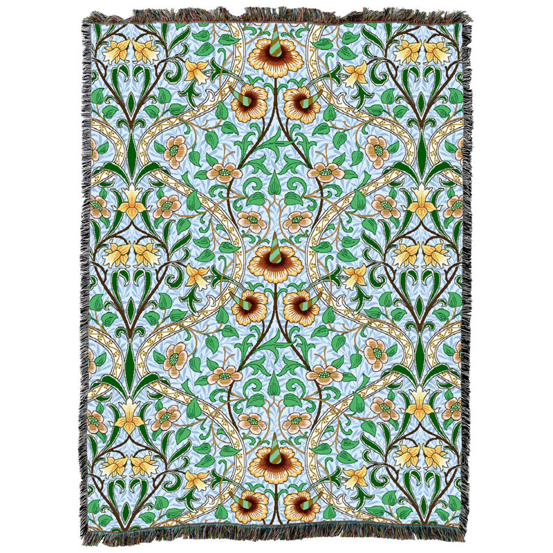 Couverture de blé jonquille William Morris XL, L 60 po x L 80 po, Vert