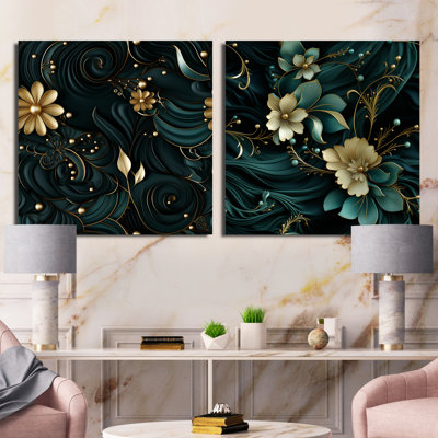 Liskeard - Abstract Botanicals Square Collage Set Of 2