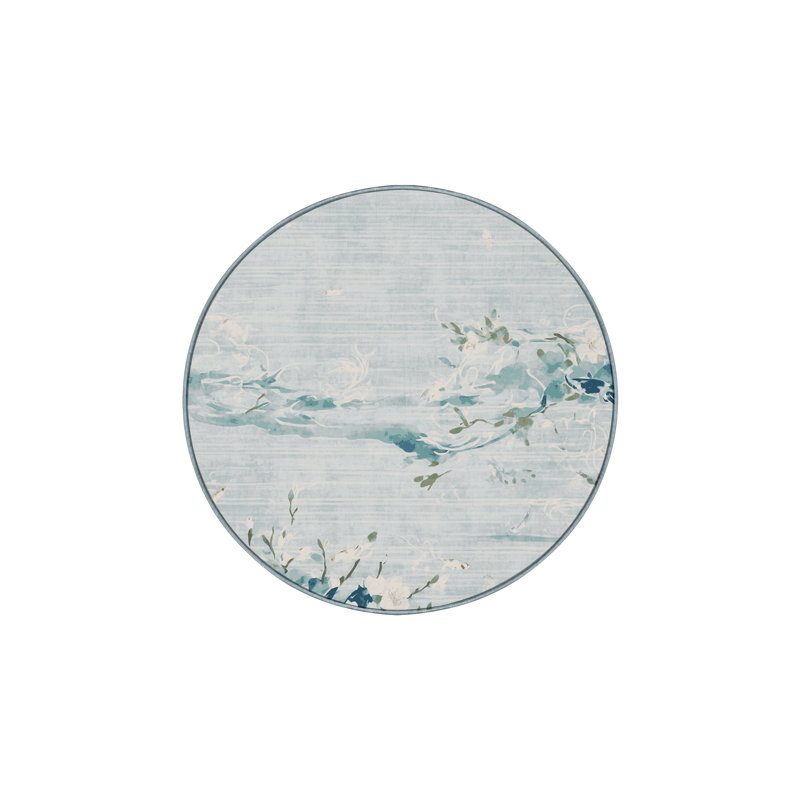 Machine Washable Blue Area Rug, Round 7'