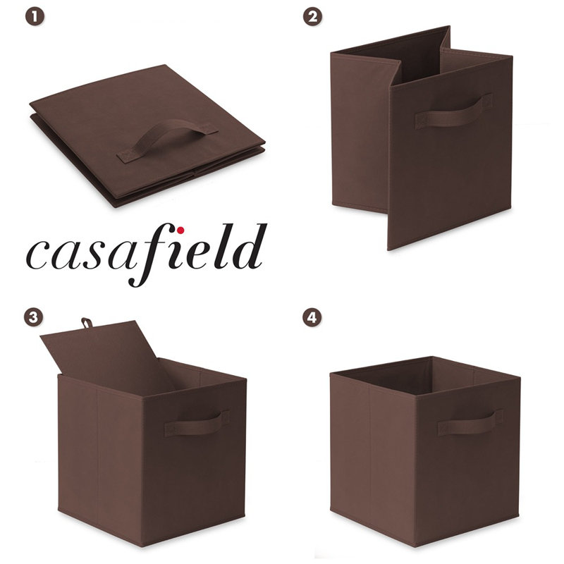 Collapsible Fabric Cubes, 11" Storage Bins (Set of 12), Brown
