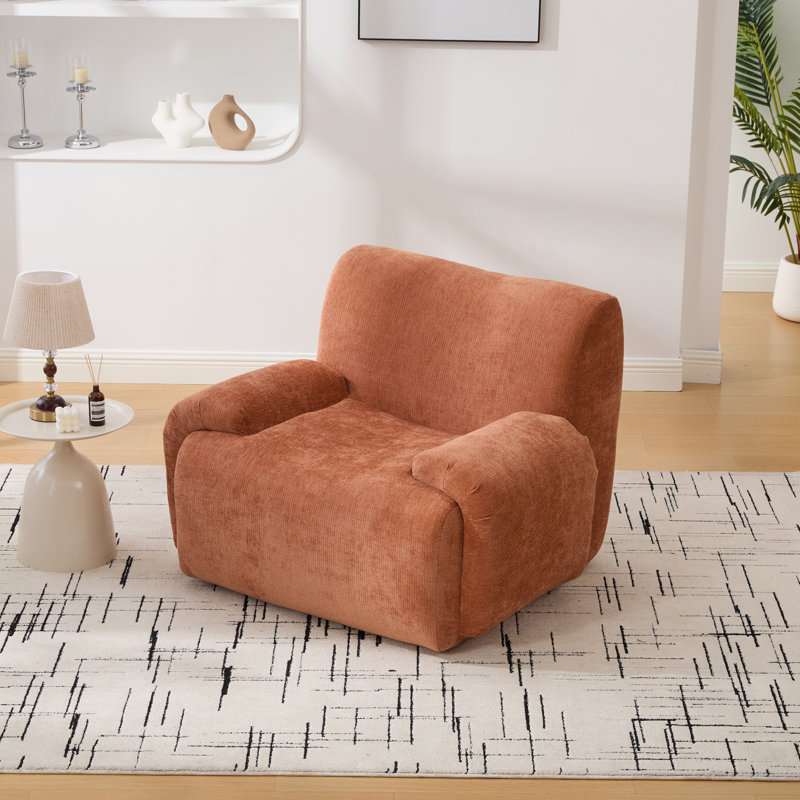42.11" W Upholstered Minimalist Sponge Filling Accent Armchair, Orange
