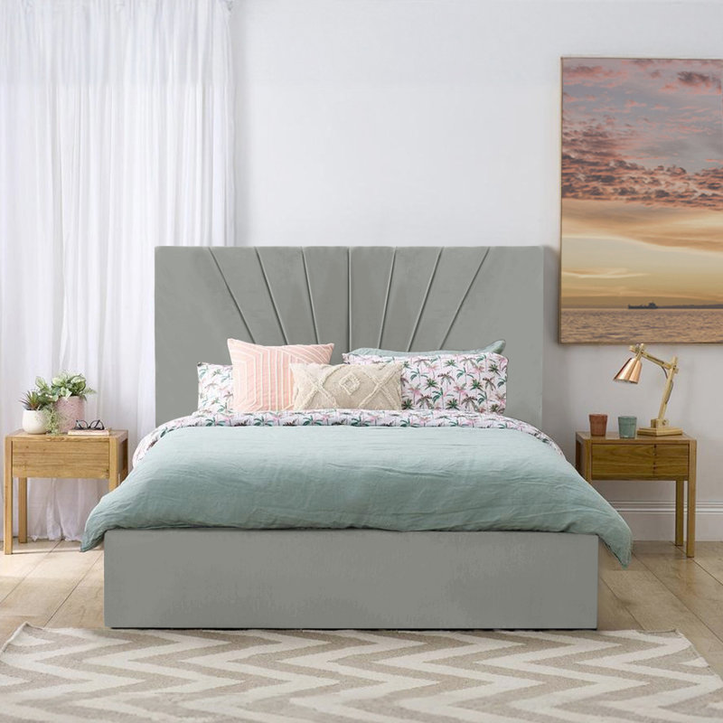 Annelee Upholstered Ottoman Storage Bed, Grey, Kingsize (5')