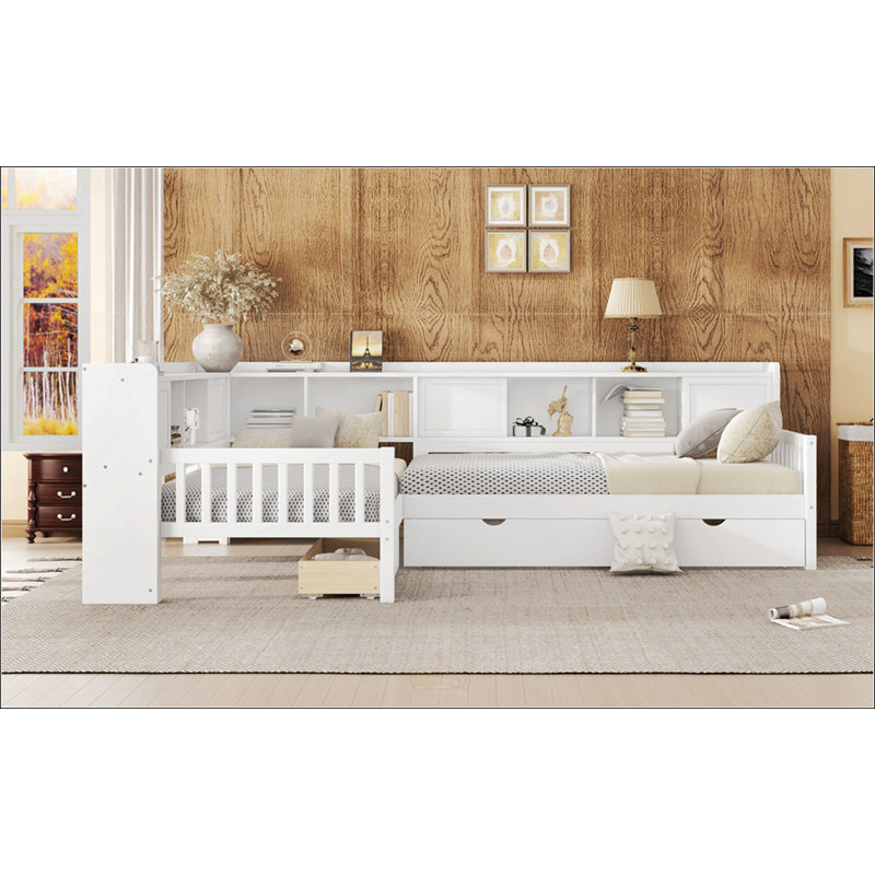 Lit plateforme en L, Blanc
