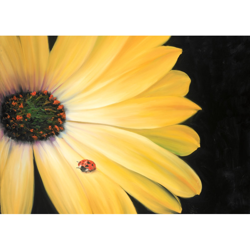 Toile marguerite jaune et coccinelle jaune | Décoration florale de salon