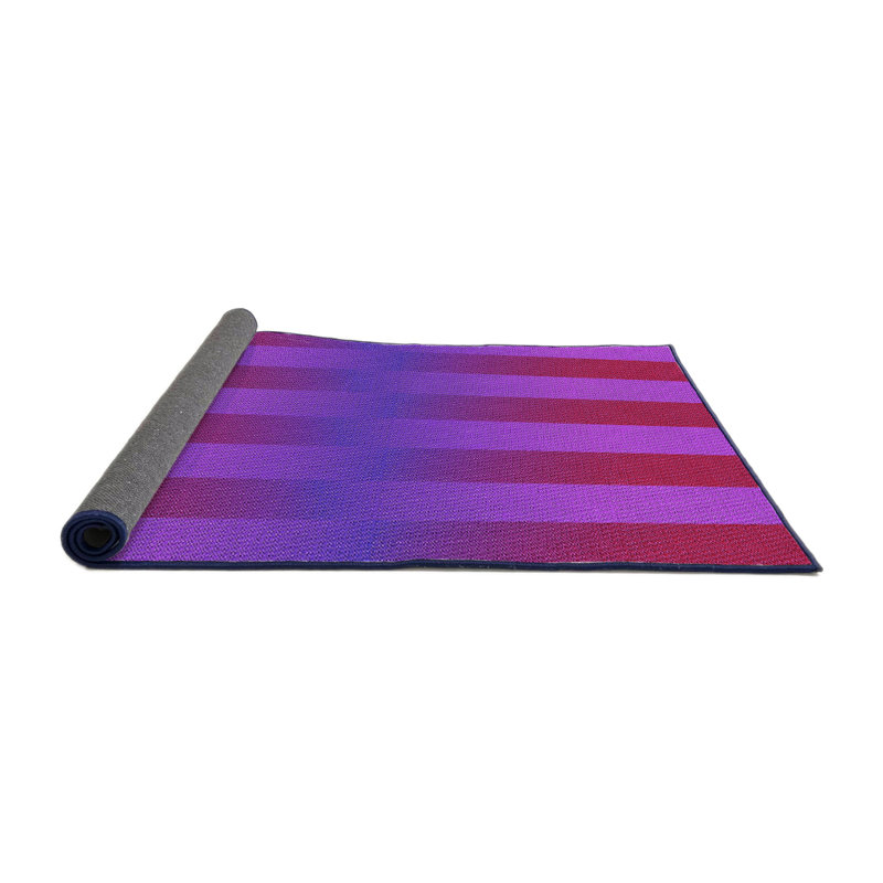 Tapis rouge / mauve en laine, Rond 5 pi