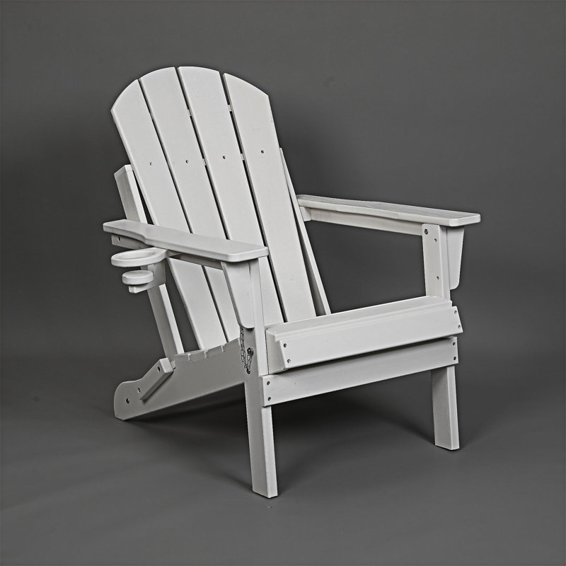 Chaise Adirondack pliante en PEHD avec porte-gobelet double, Blanc